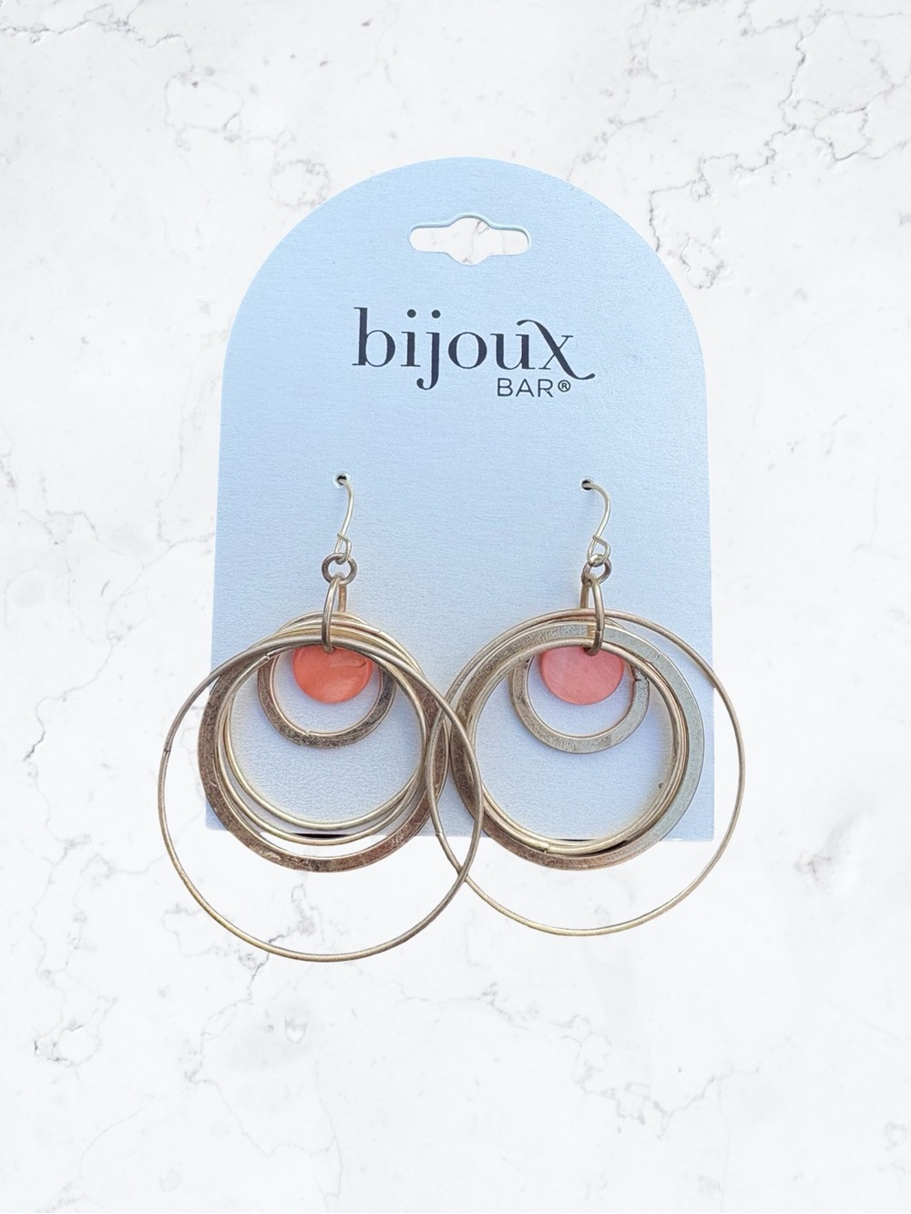 Bijoux Bar Gold Multi-Hoop Earrings with Coral Discs
